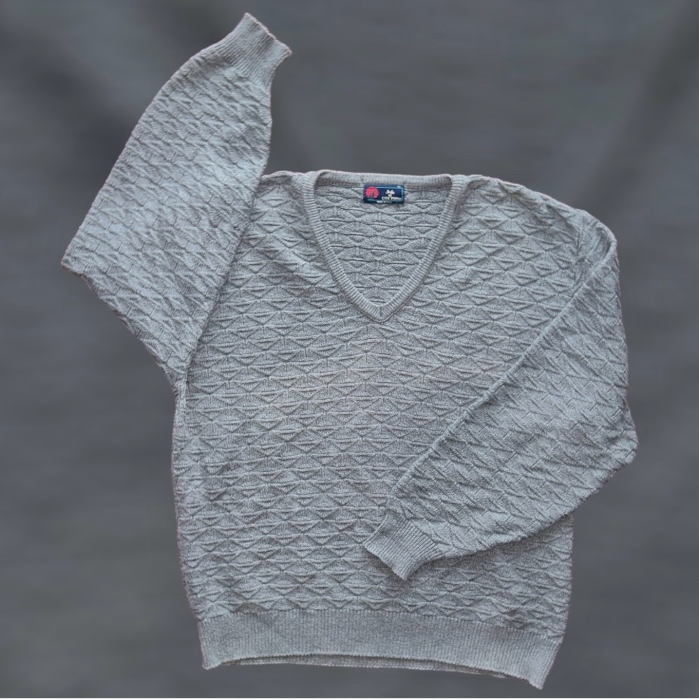 Vintage Isle of Cotton Gray Sweater Made in USA Men's Size XL